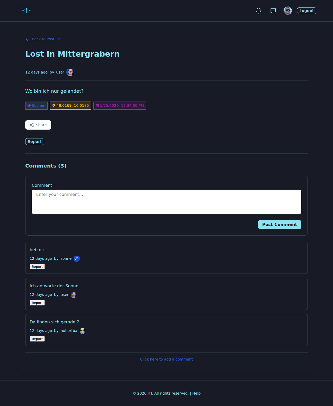 A post with its comments