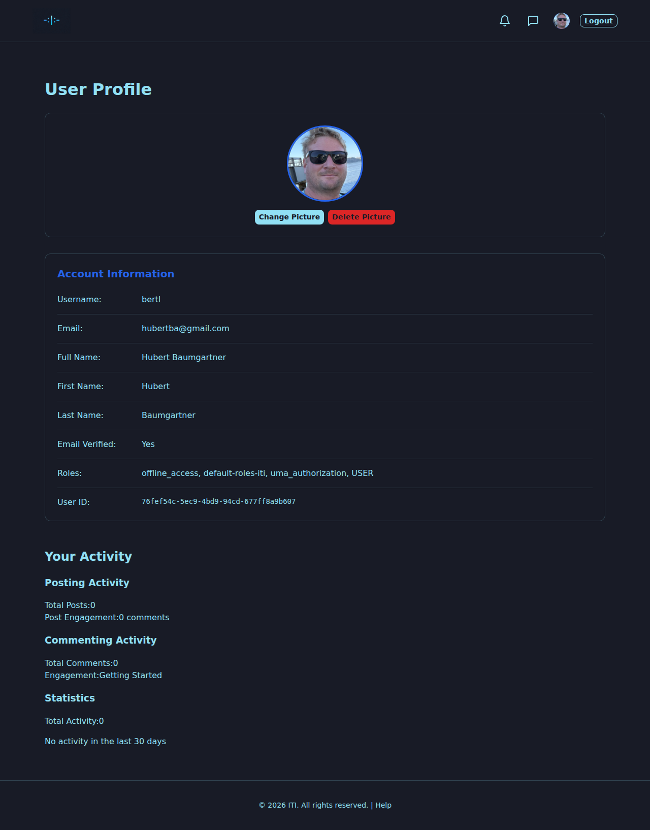 Profile page
